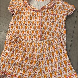 Roller Rabbit Orange and White Monkey Print Top